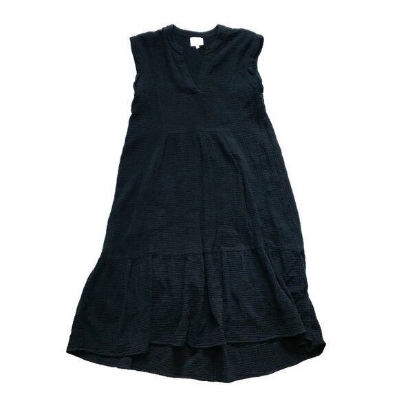 We are Sundays Cotton Gauze Midi Dress Womens 2 Small Black V-Neck Sleeveless - Picture 1 of 11